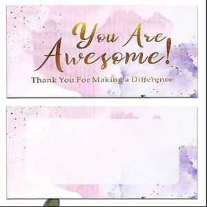 Gold and Purple Thank You Cards with “You Are Awesome” message , NEW, 50 cards